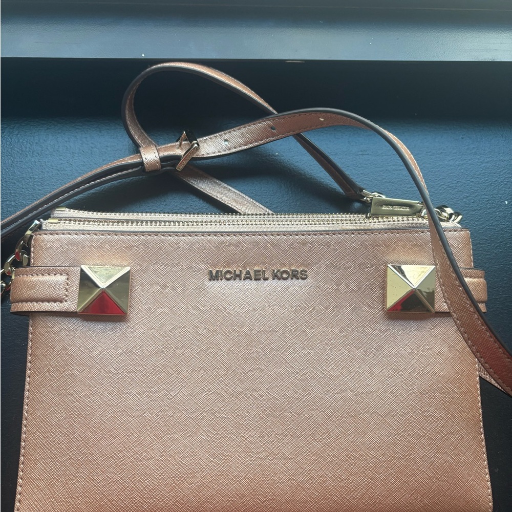 Michael Kors Brown Crossbody Bag with Gold Accents